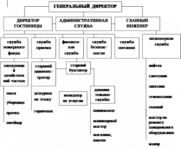 Схема организационной структуры управления гостиницей рамшторм  1