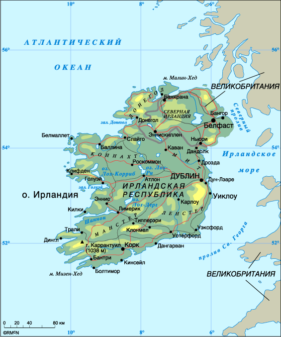  карта схема ирландии  1